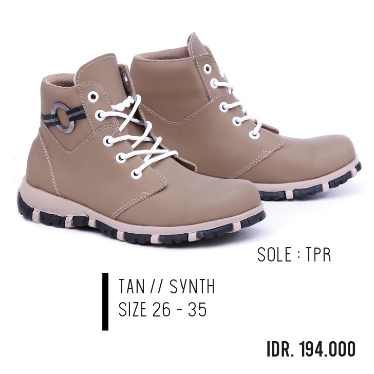 Sepatu Boots Anak Laki Laki Koboi Tali Pesta Boot Touring Main Jalan Jalan Anak Cowo Style Keren Sepatu Sekolah Krem Tan