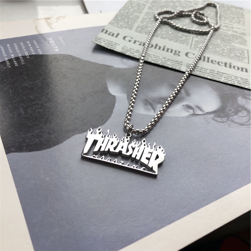 Kalung Desain Huruf Api Gaya Hip Hop