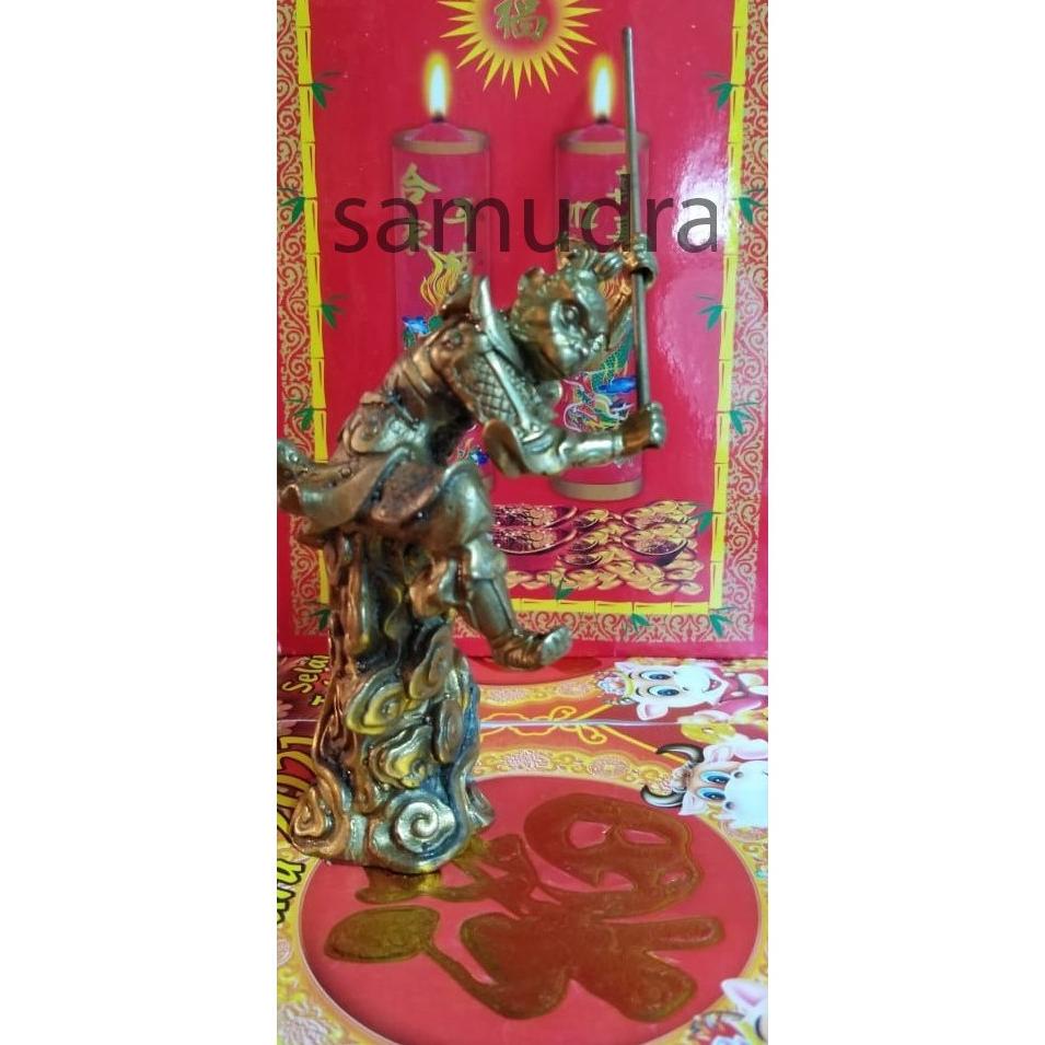 Banyak Promo Jual Patung Seni Art Sun Go Kong / Sun Wu Kong / Kera Sakti Kuningan Kualitas Detail DI