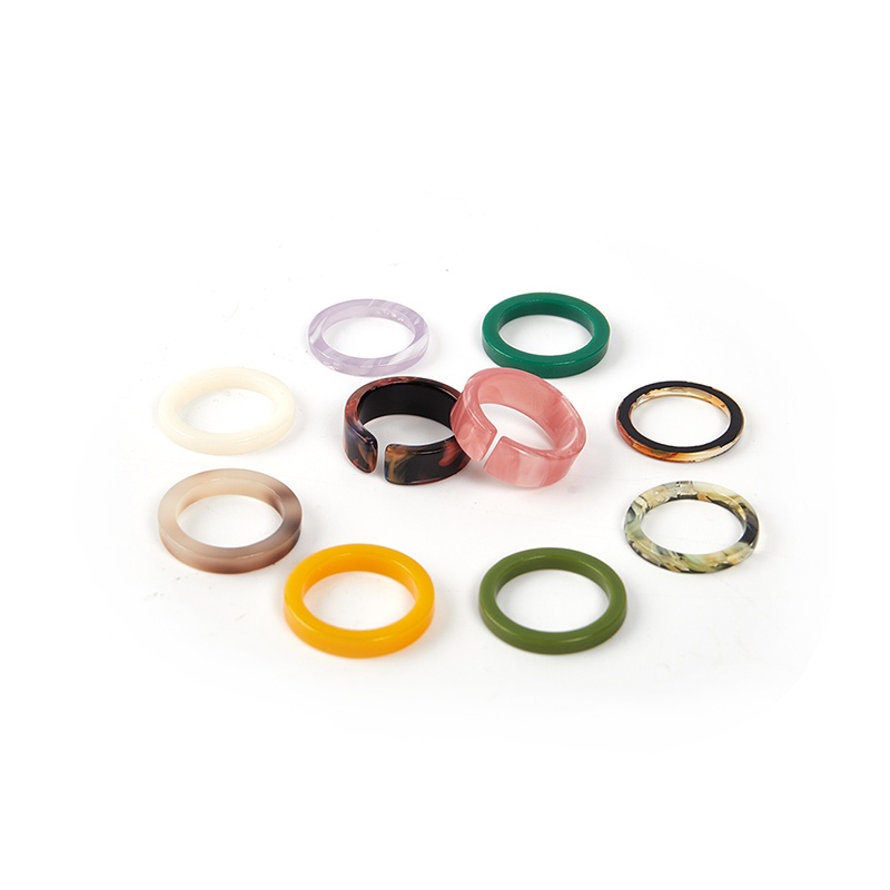 # Kaos T-Shirt Wanita Lengan Pendek Motif Print #10pcs / lot Cincin Resin Gaya Korea Untuk Wanita