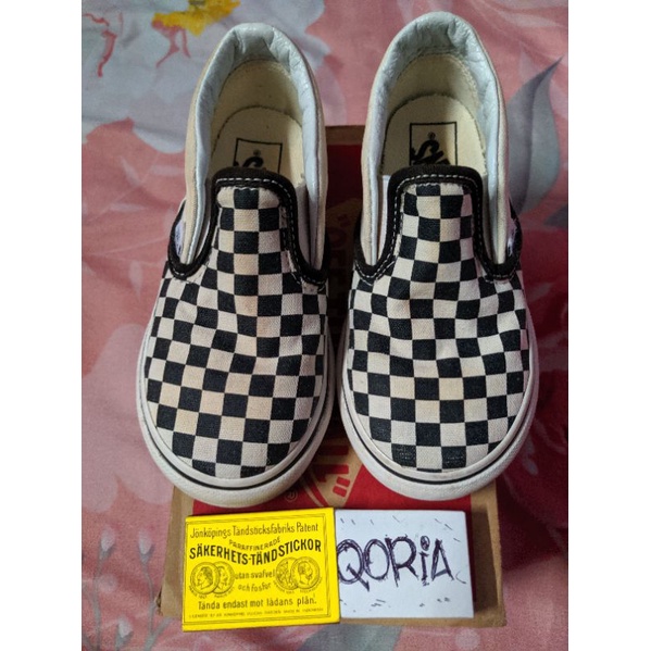 Vans Anak Kids Toddler Slip-On Checkerboard BW Preloved Second