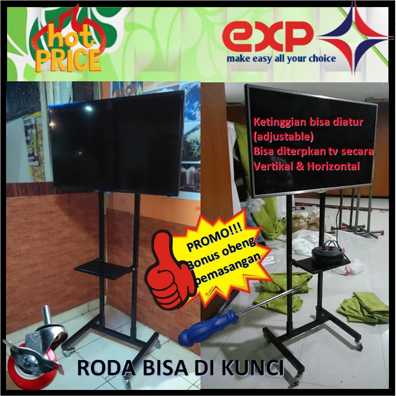 Garansi cocok!!! Bracket TV Standing 32&quot; s/d 65&quot; SONY pakai RODA KOKOH 100% BESI MURNI