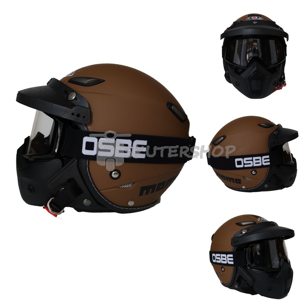 Helm Bogo Retro Klasik Japstyle JPN MOMO Vintage Coklat 