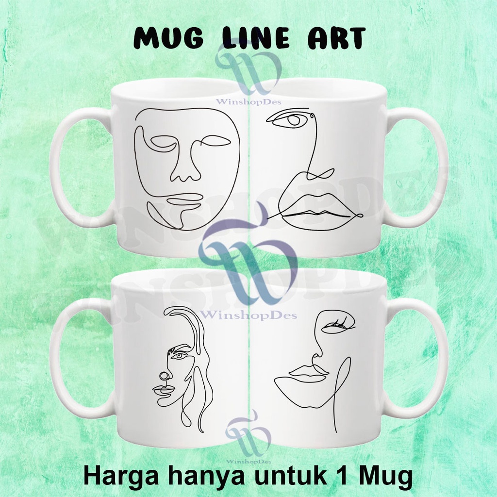 MUG LINE ART / MUG AESTHETIC / MUG  CUSTOM (PALING MURAH)