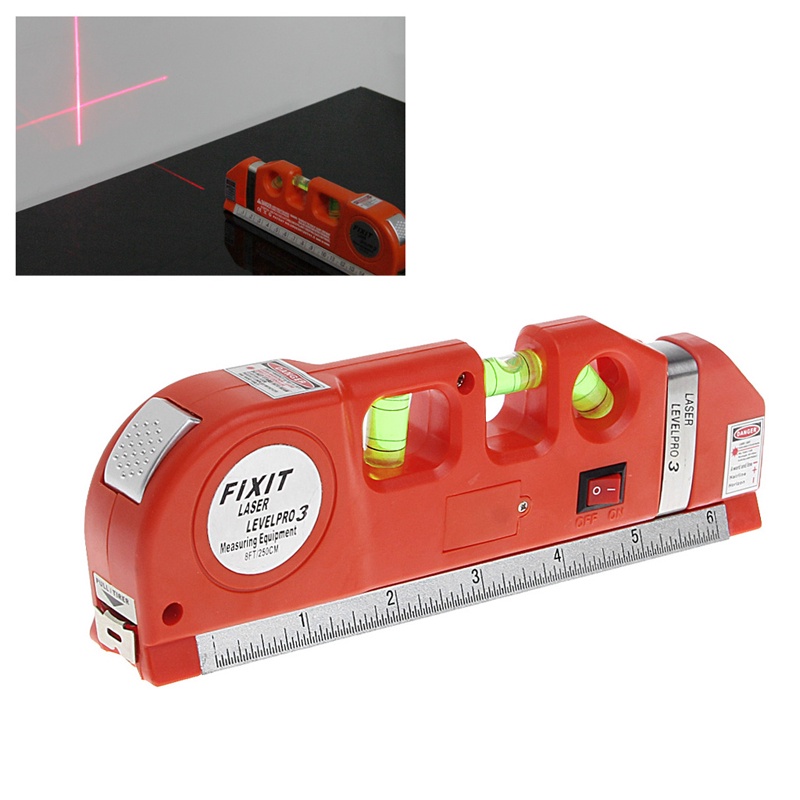 Zzz LV03 Level Horizontal Vertical Line Measuring Tape Tester/Penggaris Merah