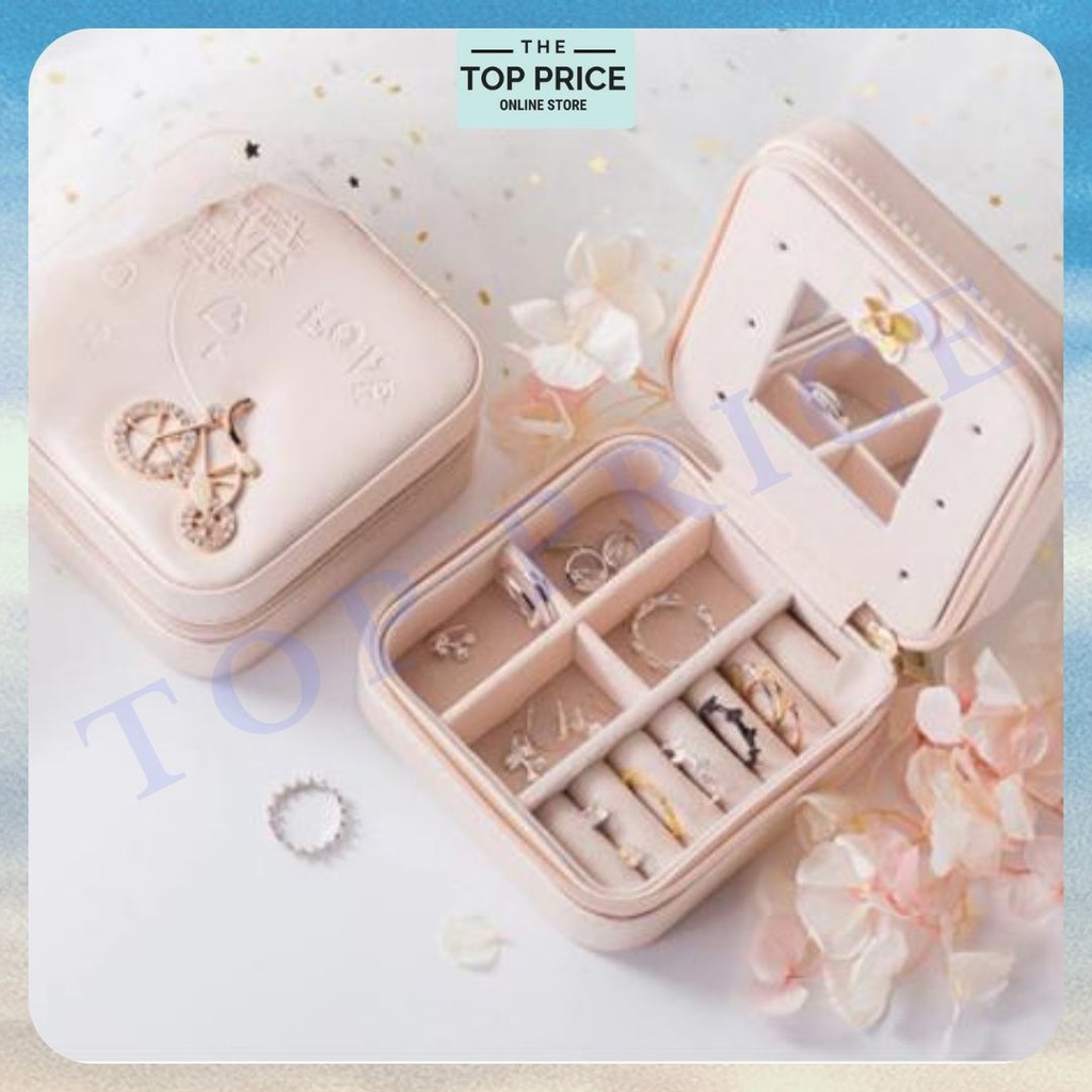 Topprice  Kotak Tempat Perhiasan Travel Jewelry Box Penyimpanan Anting Kalung Gelang Cincin Emas Portable U89