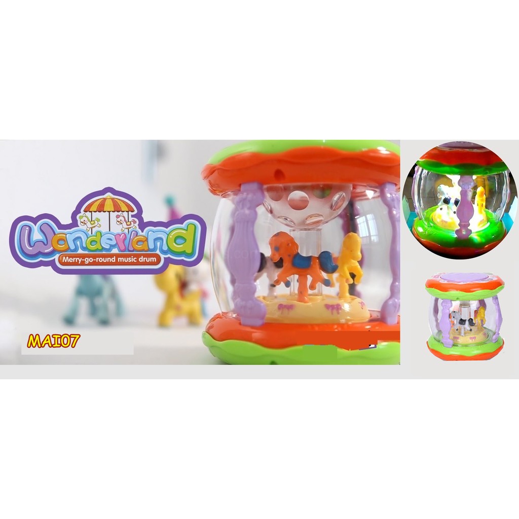 Mainan Bayi Merry go round music drum Wonderland