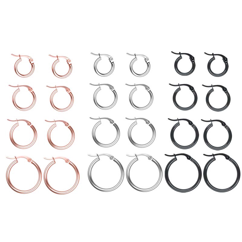 1pairs Stainless Steel Prevent Allergy Hoop Earrings 10-20mm