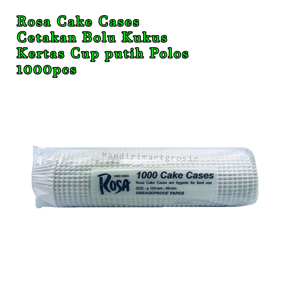 Rosa Cake Cases * Cetakan Bolu Kukus * Kertas Cup putih Polos * 1000pcs