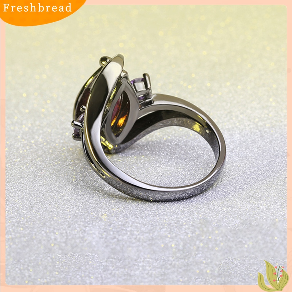 Terlaris Women Fashion Romantic Faux Sapphire Horse Eye Shaped Hollow Out Ring Jewelry