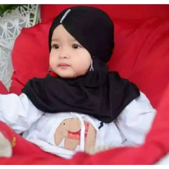jilbab anak bayi ANTING POM POM / ciput anak bayi /kerudung anak terbaru