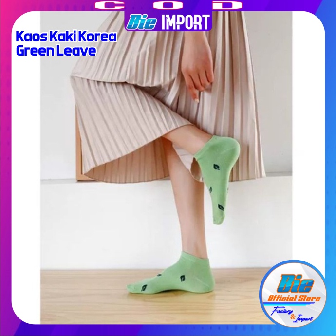 Kaos Kaki Korea Green Leaf Impor Korean Style Best Seller