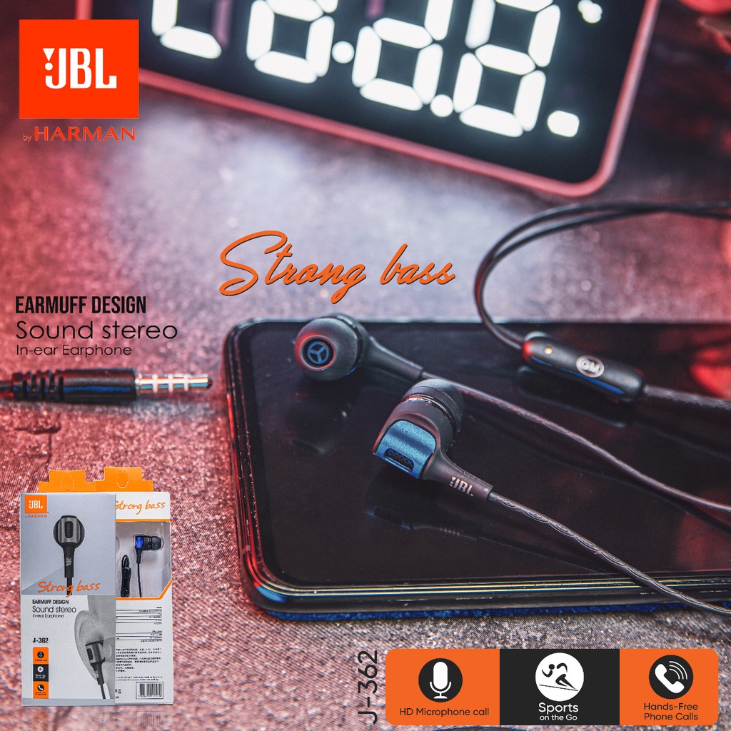 Handfree JBL J-362 Stereo Strong Bass Headset Hf JBL