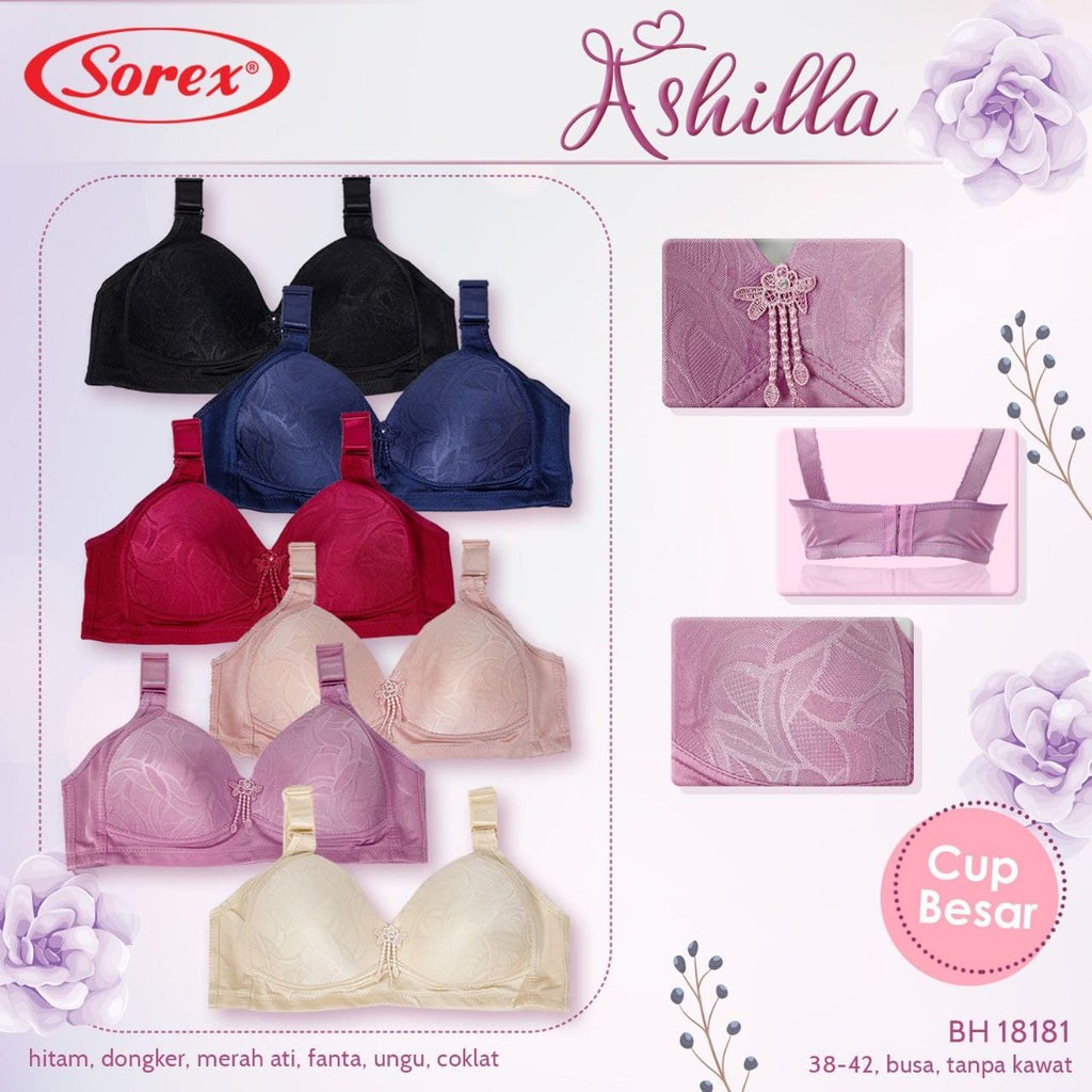 Bra/BH Sorex   Big Size Cup C-D  Tanpa Kawat, Busa Tipis Art 18181