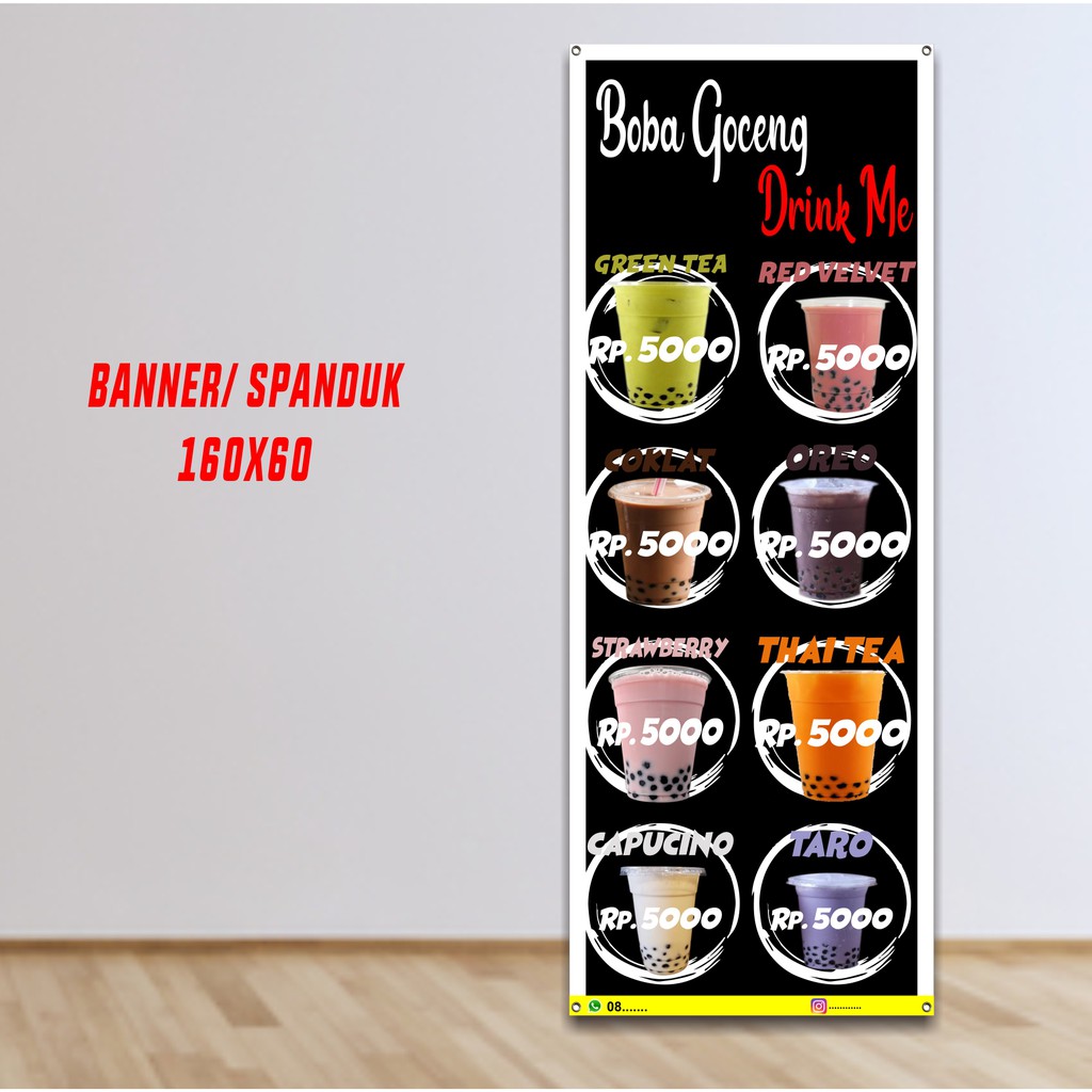 BANNER Minuman Boba SPANDUK Minuman Boba 160x60cm COD