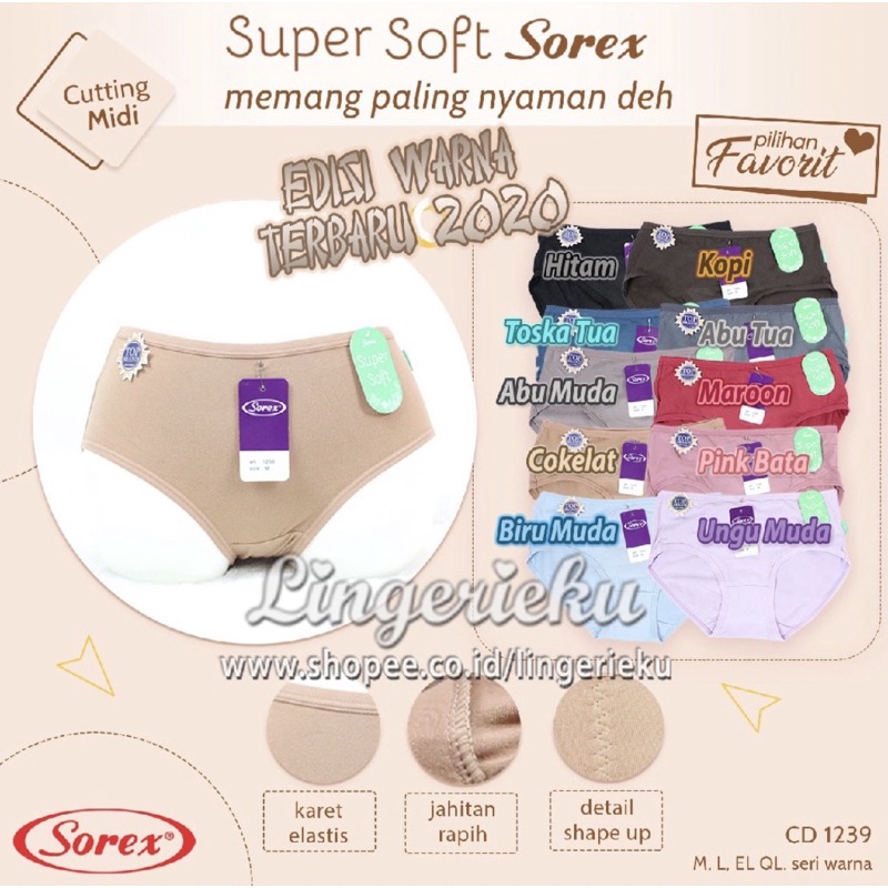 Sorex 1239 CD Celana Dalam Wanita Cutting Midi Super Soft Random