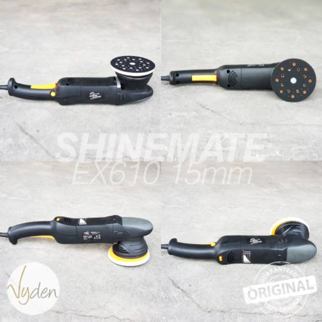 SHINEMATE EX610 5/15 GRATIS 3 PAD Dual Action Polisher Orbit 15mm Mesin Poles