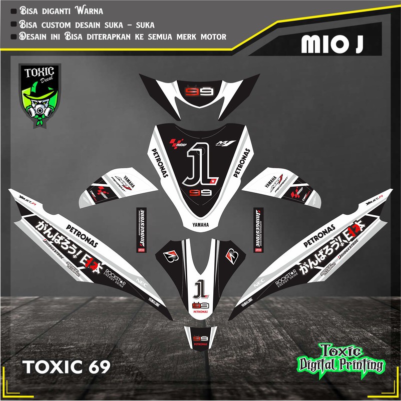 Sticker Decal YAMAHA MIO J  LORENZO HITAM PUTIH