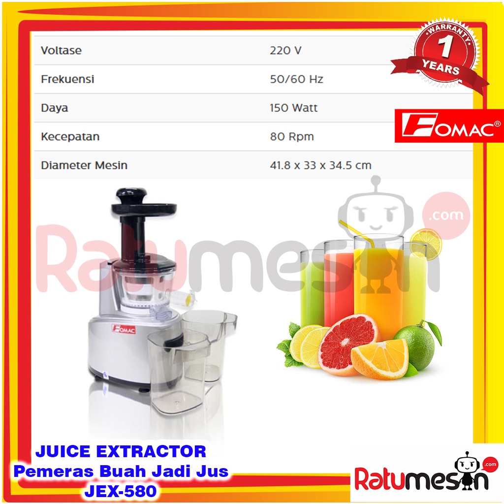 Juice Extractor / Mesin Pembuat Jus JEX-580 FOMAC
