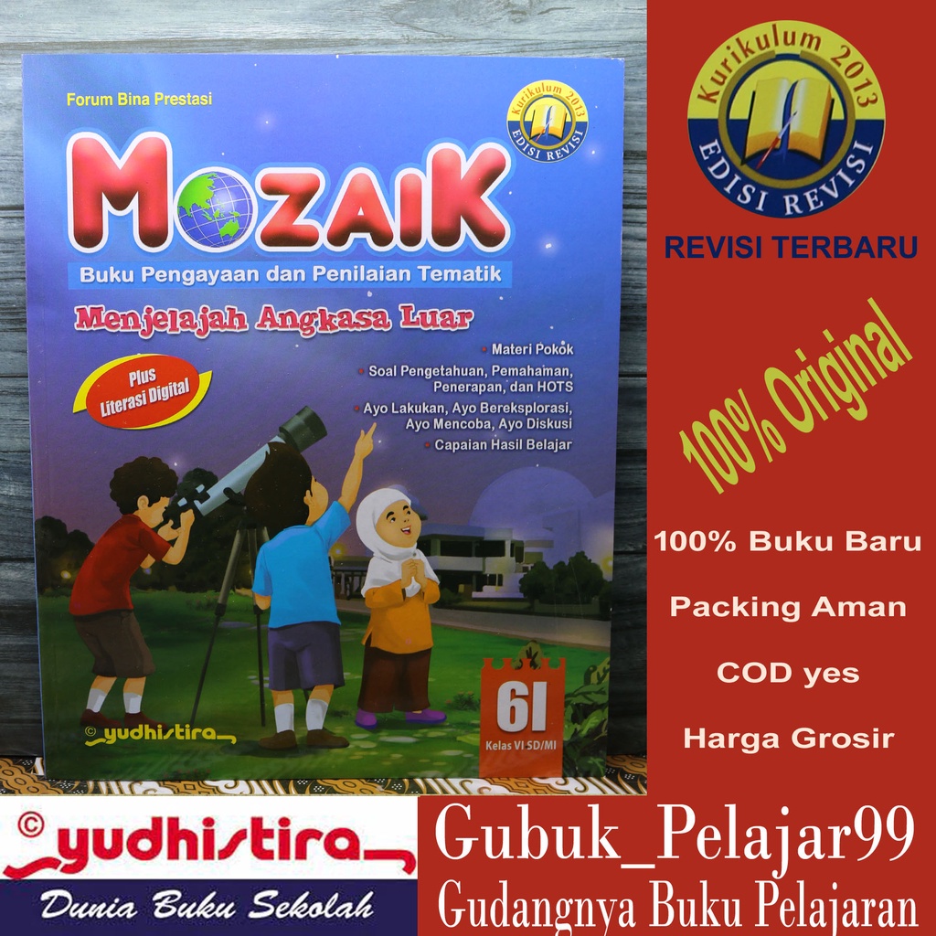 MOZAIK Tematik Kelas 6I Revisi Terbaru YUDHISTIRA Original BOOK
