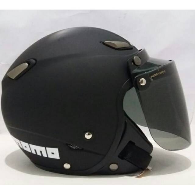 Helm Bogo Retro Jpn Momo Black Doff Kaca Datar Inko Smoke Shopee Indonesia