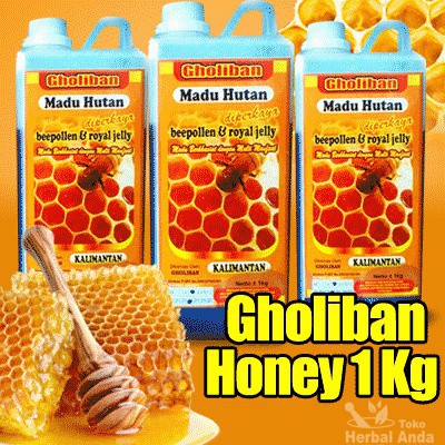 

Madu Hutan Kalimantan Gholiban 1kg with Hologram ORIGINAL (dgn Royal Jelly & Bee Pollen)