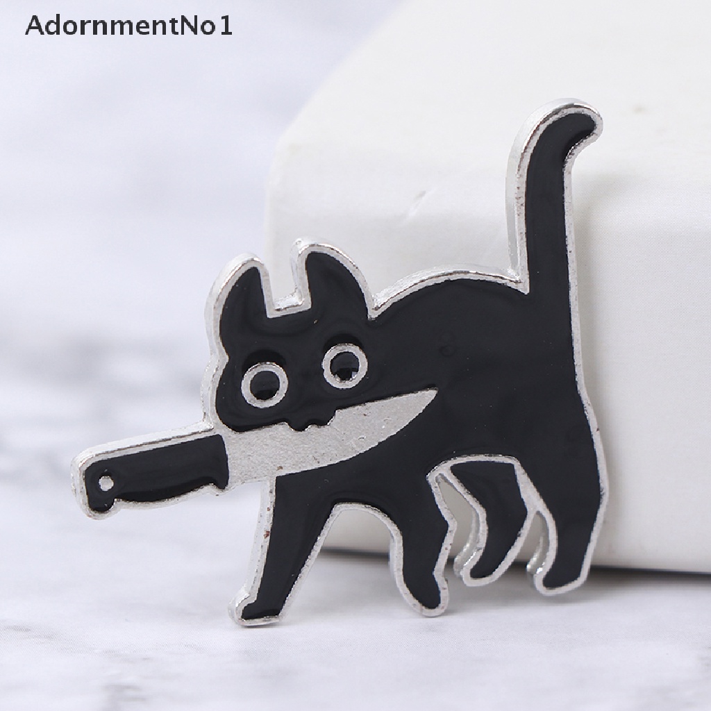 (AdornmentNo1) Bros Pin Enamel Desain Kartun Kucing Hitam