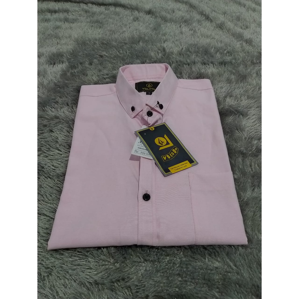 Kemeja Polos Lengan Pendek Pink Distro Pria