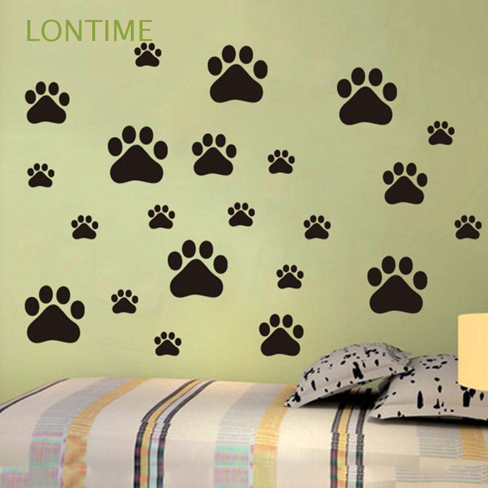 22Pcs Set Stiker Dinding Dengan Bahan Vinyl Dan Gambar Kartun Telapak Kaki Anjing Kucing