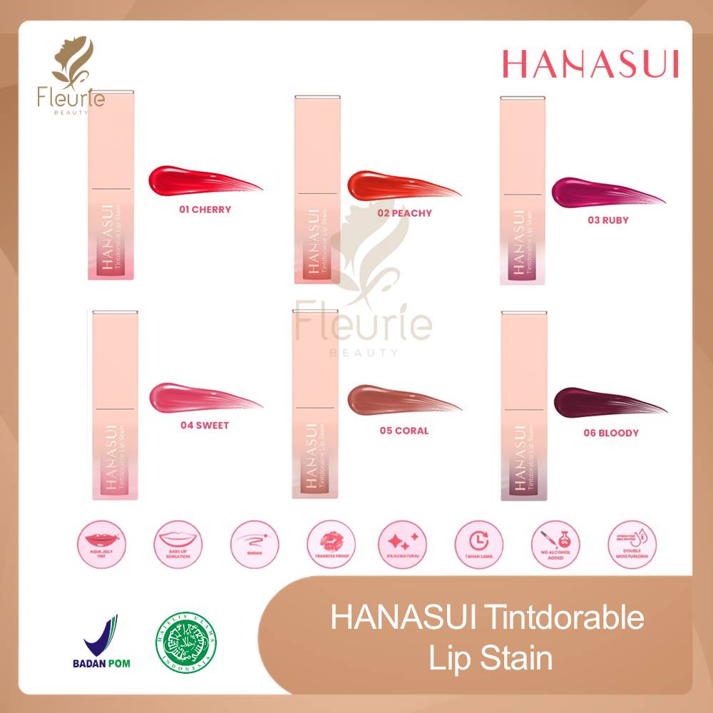 HANASUI Tintdorable Lip Stain - Liptint Hanasui Halal Original BPOM