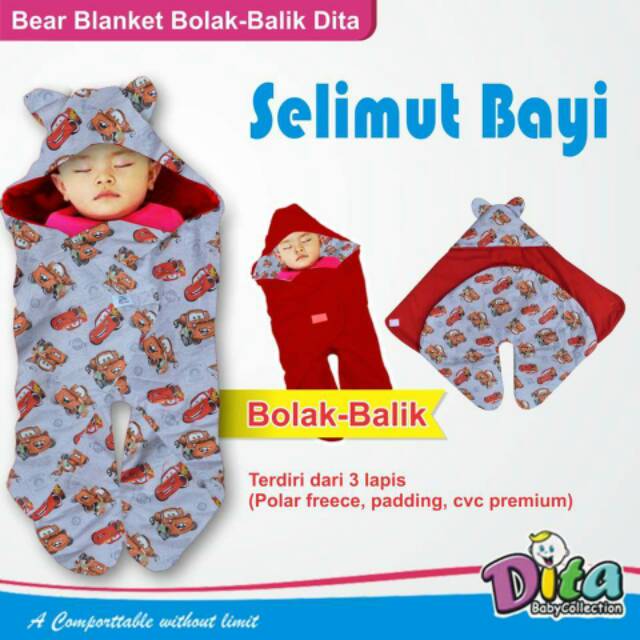 Bear blanket dita Selimut bayi lembut Bolak balik selimut fleece selimut anak jaket anak baby cape