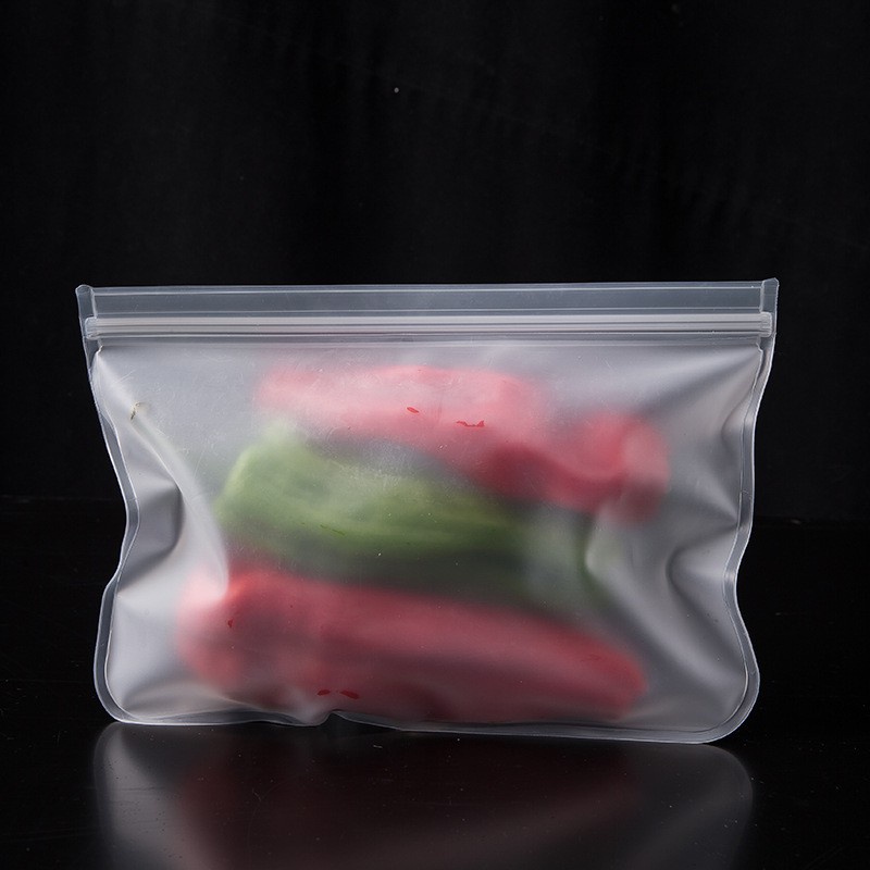 Plastik Kulkas Penyimpanan Tebal / Reusable Ziplock Silicone Silikon Pouch Bag Makanan Kedap Udara Anti Bocor Fridge Organize