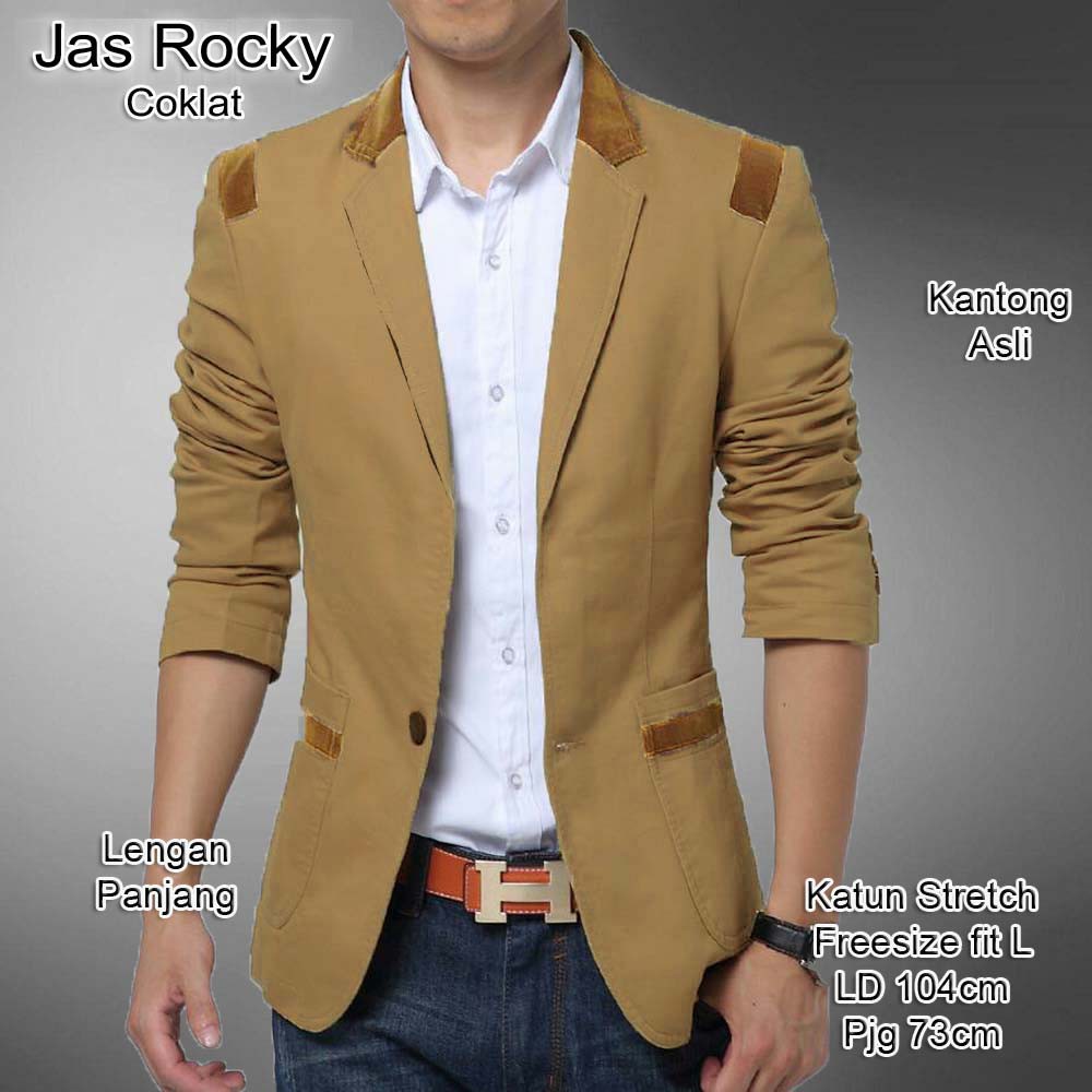 Blazer fashion  pria warna coklat Jas fashion  laki  laki  