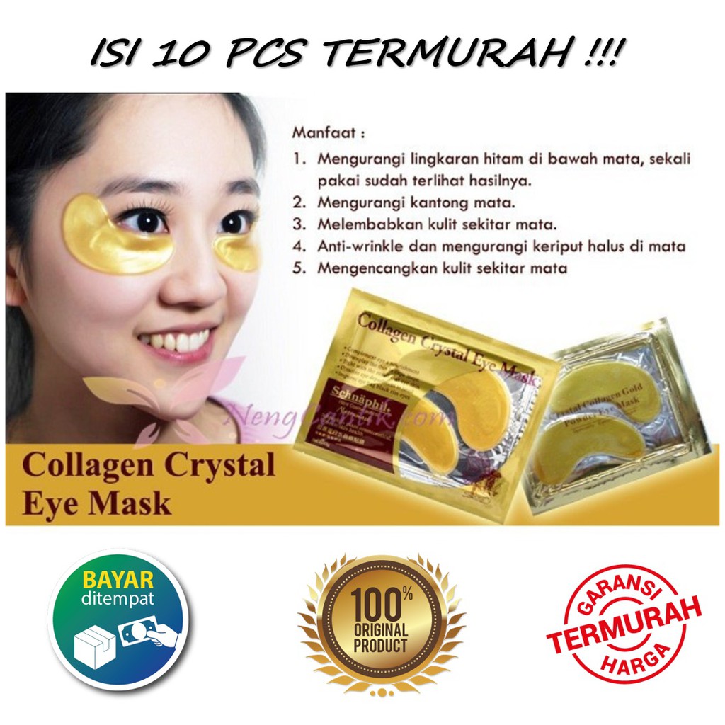 TERMURAH - 10 Pcs !!! Masker Mata Collagen Crystal Eye Mask ORIGINAL / Masker Mata Gold Collagen Emas / Masker Mata Panda Kantung / Masker Mata Untuk Tidur / Eye Patch Mask Masker Organik Anti Kerut Melembabkan Skincare Masker Wajah ORIGINAL