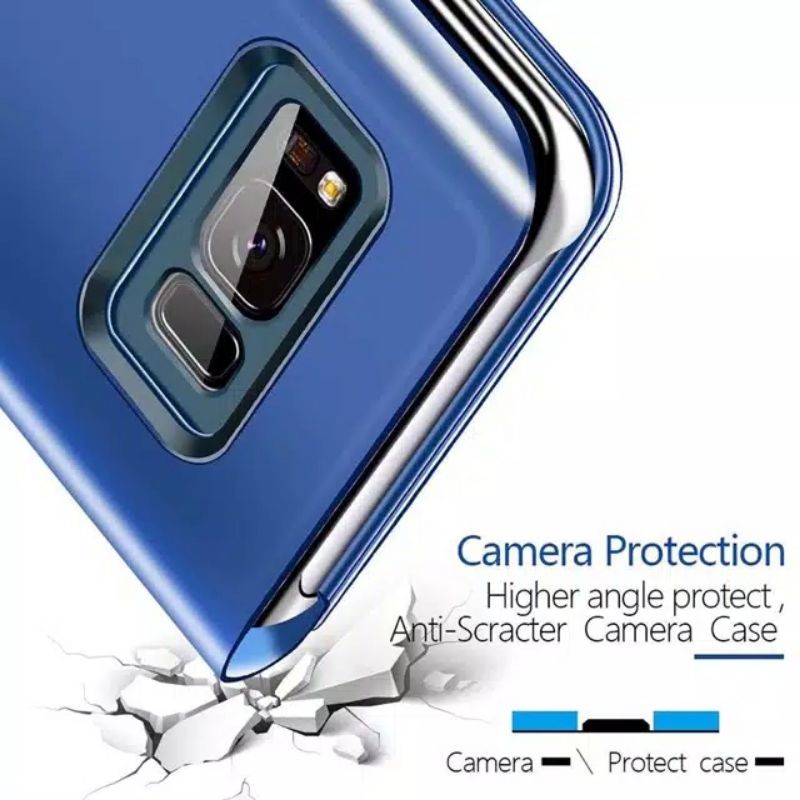 Clear view standing case samsung A01 flip mirror