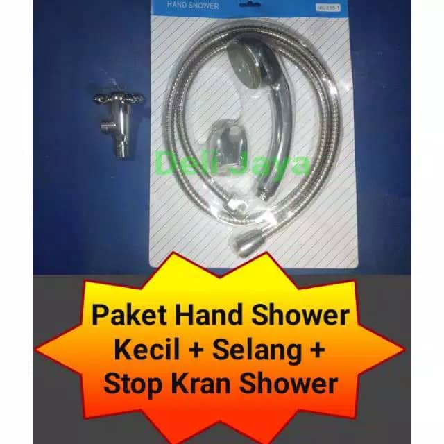 Paket Shower kecil Selang dan Stop Kran Chrome