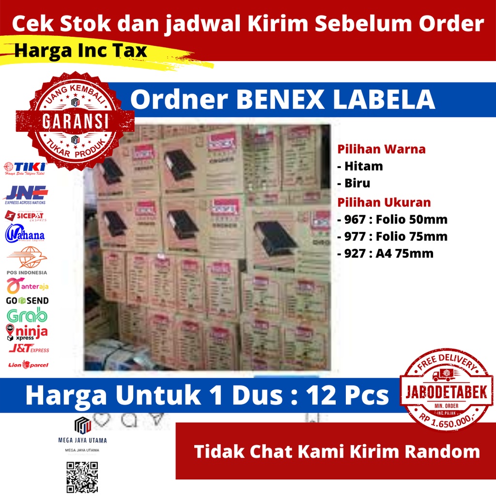 

Ordner Benex Labela Folio 1 Dus Folio atau Small atau Voucher atau Kwitansi