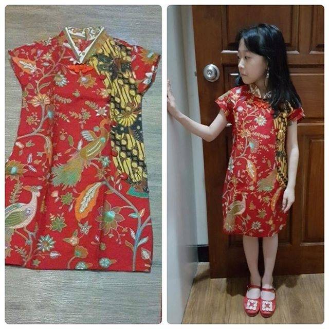 dress batik cny mom kids