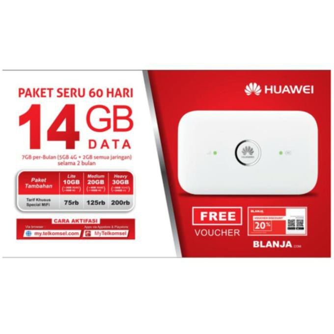 mifi modem wifi router huawei e5573 unlock 3G 4G free telkomsel 14GB