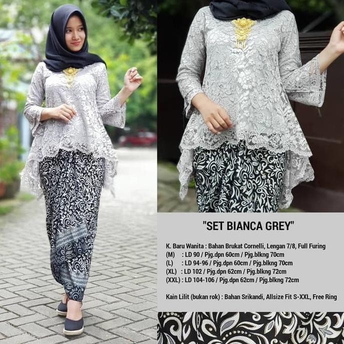 Model Baru Setelan Kebaya Modern Brokat Grey Harga Terjangkau 