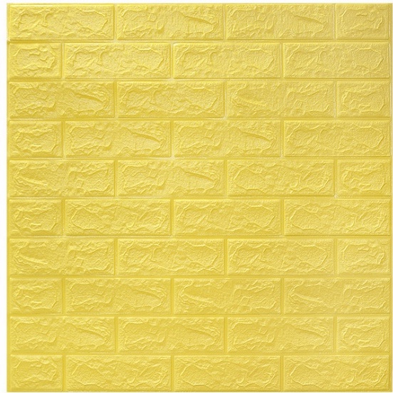 DIY Wall foam Stiker 3D Dekorasi Kamar Rumah / wallpaper Dinding Kamar Tidur batu bata-ZW-8 Kuning