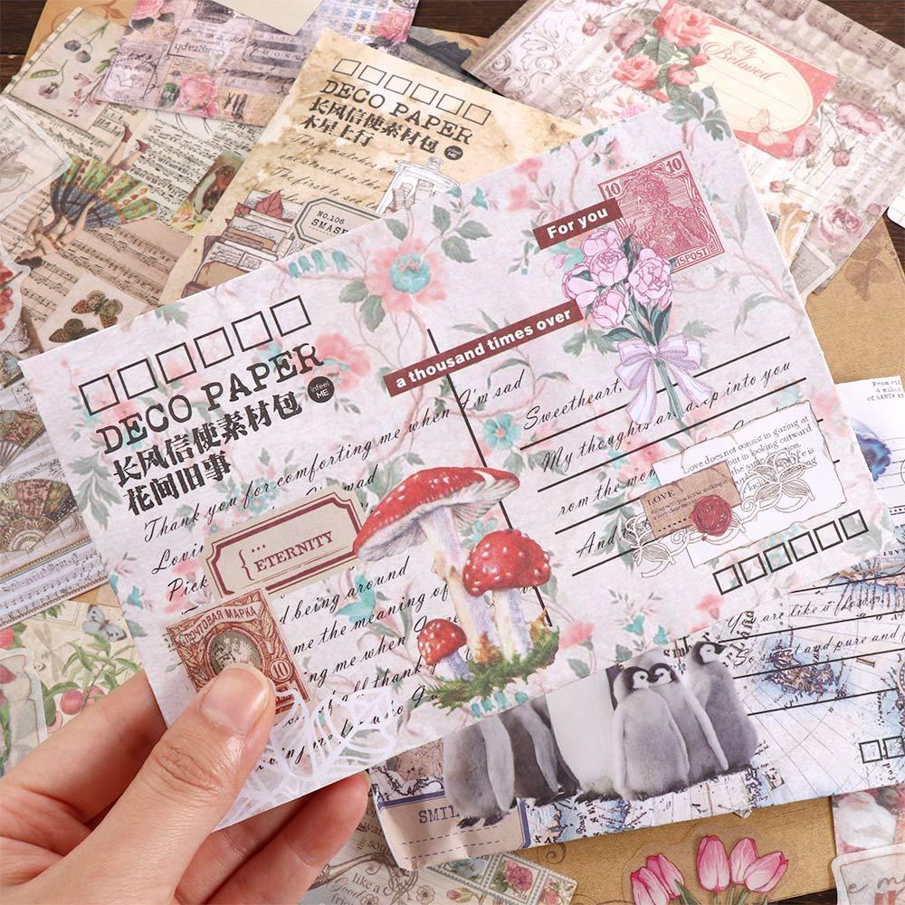 LANFY Vintage Sticker Art Journaling 100pcs Tanaman Dekorasi Junk Journal Kit DIY Ablum Diary Kertas Hias DIY Scrapbooking