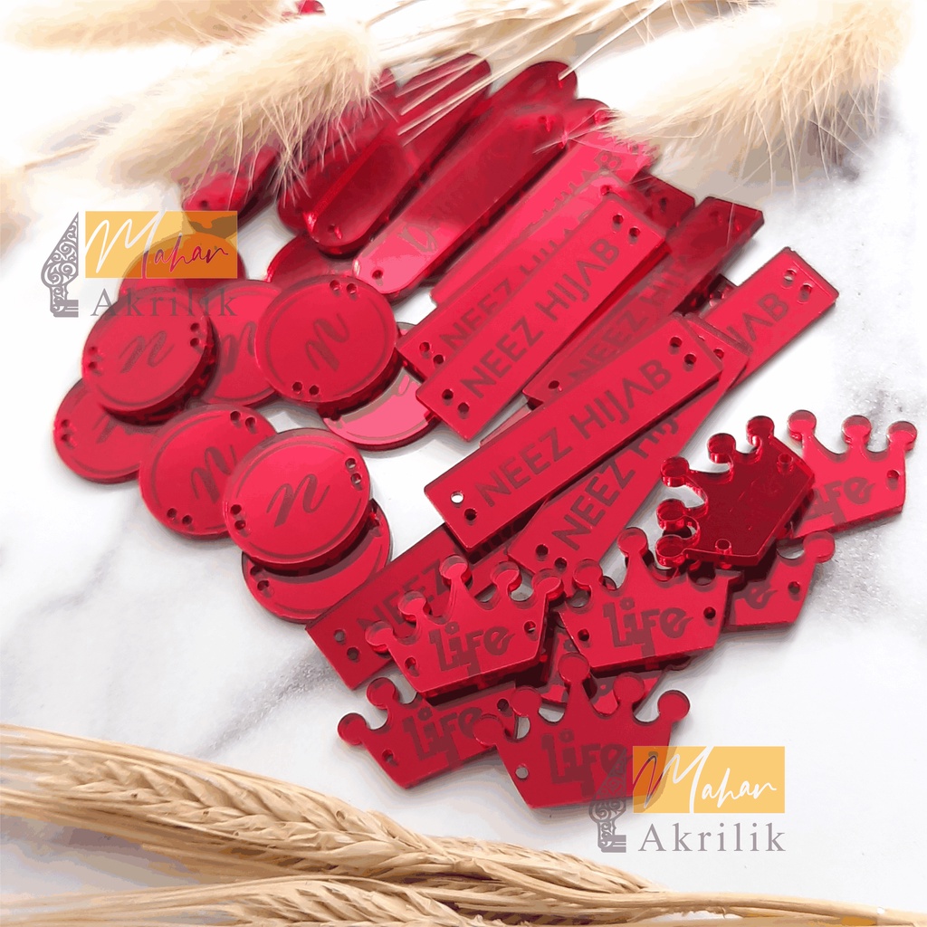 

[TERMURAH] Label Hijab RED VELVET / Label produk bahan akrilik / Label akrilik / Tag akrilik mirror