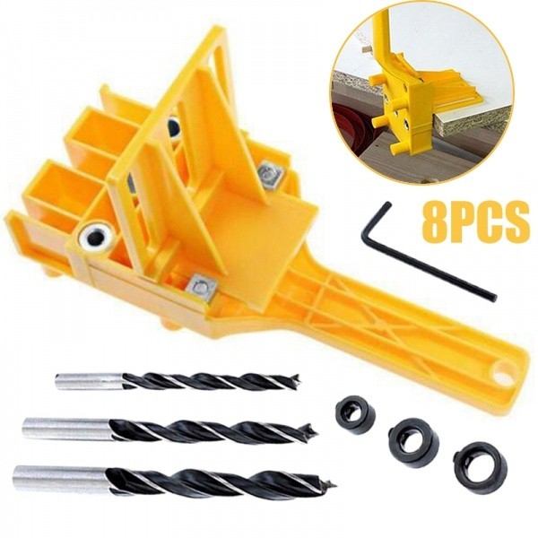 Dowel jig SET 8pcs mata bor stopper / tools bor dowel jointer sambungan papan kayu