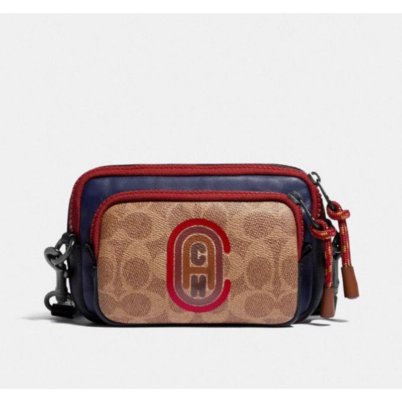 Pacer Convertible Double Pouch In Colorblock Signature Canvas With Coach Patch(Coach 89478)