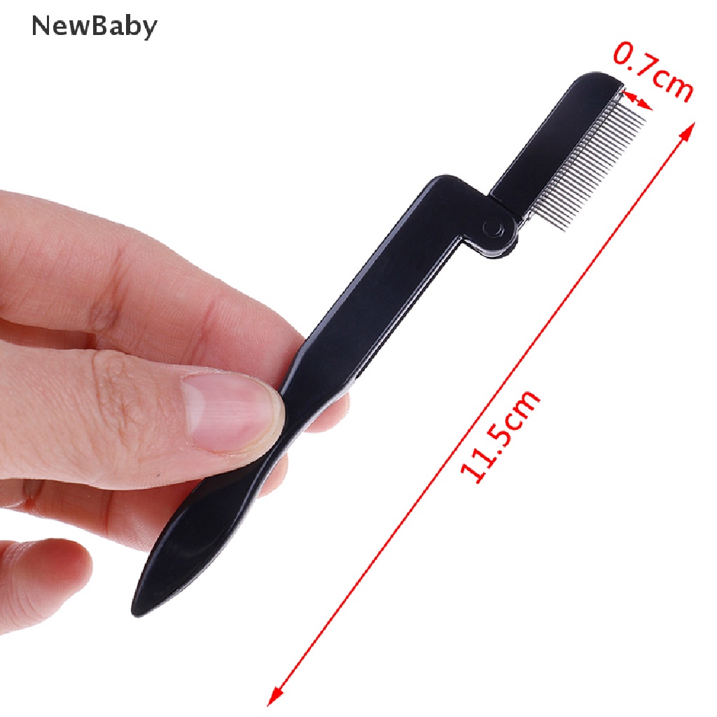 NewBaby Foldable eyelash comb metal eyebrow brush tool mascara separator lash curl black ID