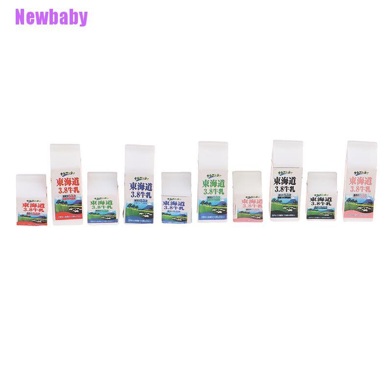 Newbaby 5pcs / set Mainan Miniatur Botol Susu + Gelas Karton Skala 1: 12 Untuk Aksesoris Rumah Boneka