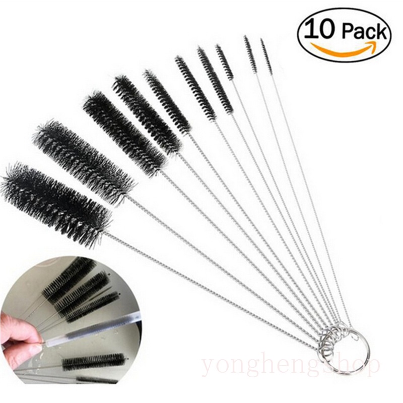 10pcs/set Rumah Sikat Pembersih Nilon Set Tabung Reaksi Botol Sedotan Alat Cuci Cleaner Tabung Pipa Alat Pembersih Keyboard Brushes