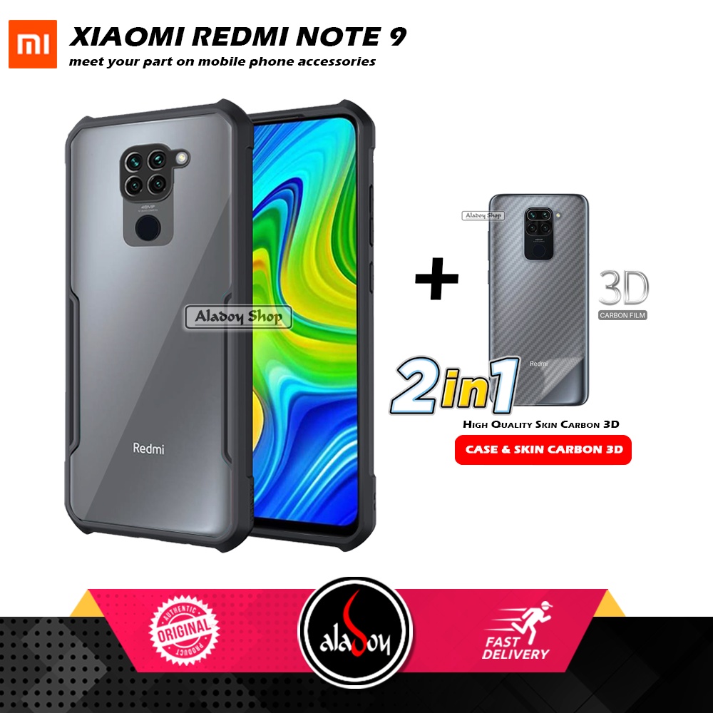 Case XIAOMI REDMI NOTE 9 Armor Fusion Transparent Casing Free Skin Carbon 3D