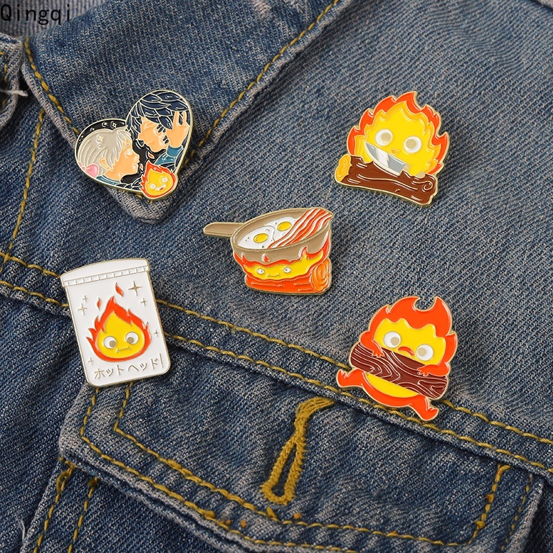 Bros Pin Enamel Desain Kartun Anime Demon Fire Castle Calcifer Untuk Fans